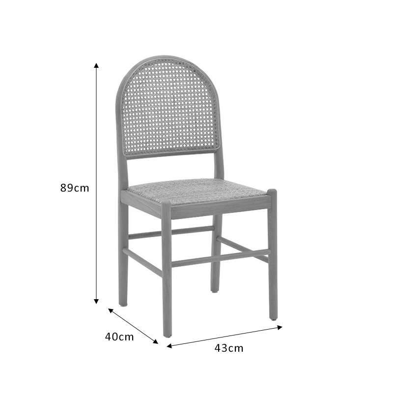 Καρέκλα Alessia Pakoworld Ξύλο Οξιάς-Rattan Φυσικό 43X40X89Εκ