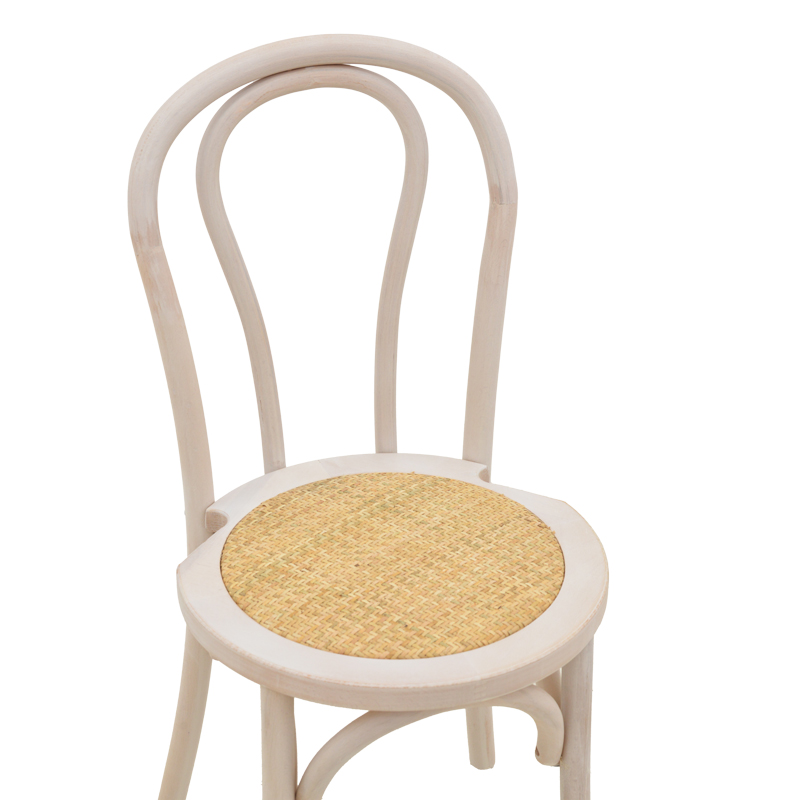 Καρέκλα Azhel Pakoworld White Wash Ξύλο Οξιάς-Έδρα Φυσικό Rattan 41X50X89Εκ