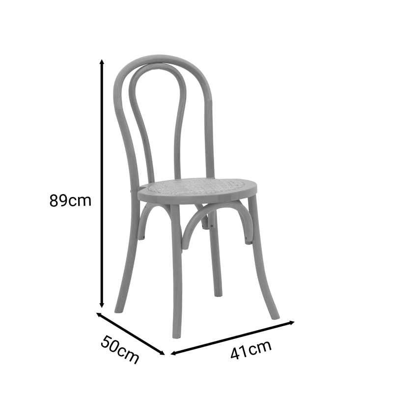 Καρέκλα Azhel Pakoworld White Wash Ξύλο Οξιάς-Έδρα Φυσικό Rattan 41X50X89Εκ