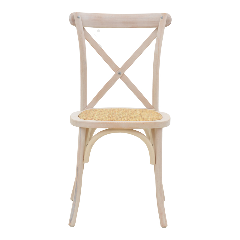 Καρέκλα Dylon Pakoworld Στοιβαζόμενη White Wash Ξύλο Οξιάς-Έδρα Φυσικό Rattan 48X52X89Εκ
