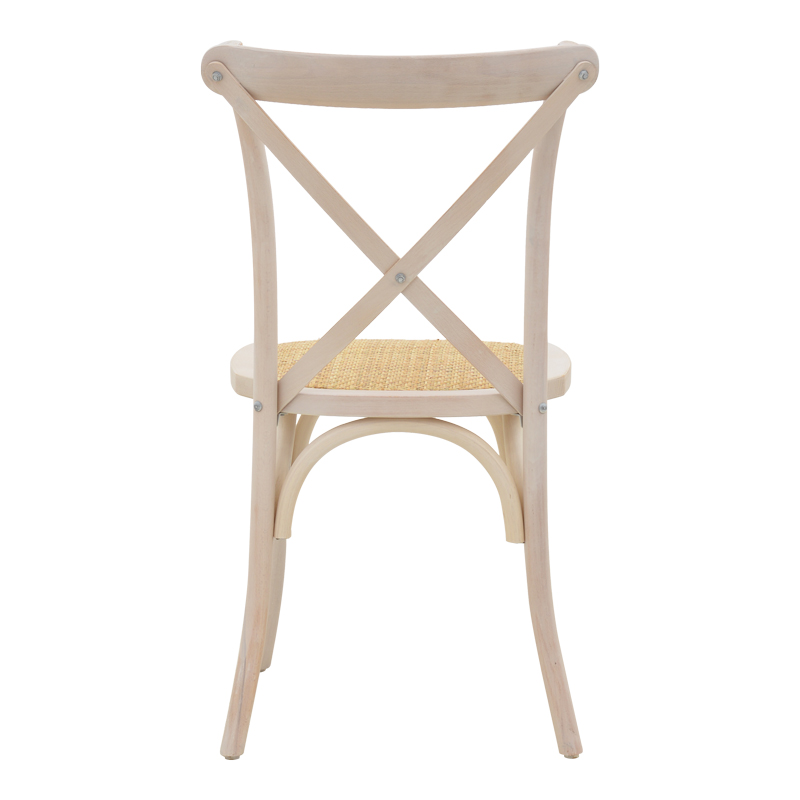 Καρέκλα Dylon Pakoworld Στοιβαζόμενη White Wash Ξύλο Οξιάς-Έδρα Φυσικό Rattan 48X52X89Εκ