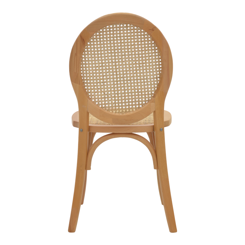 Καρέκλα Camil Pakoworld Φυσικό Ξύλο Οξιάς-Φυσικό Rattan 45X50X94Εκ