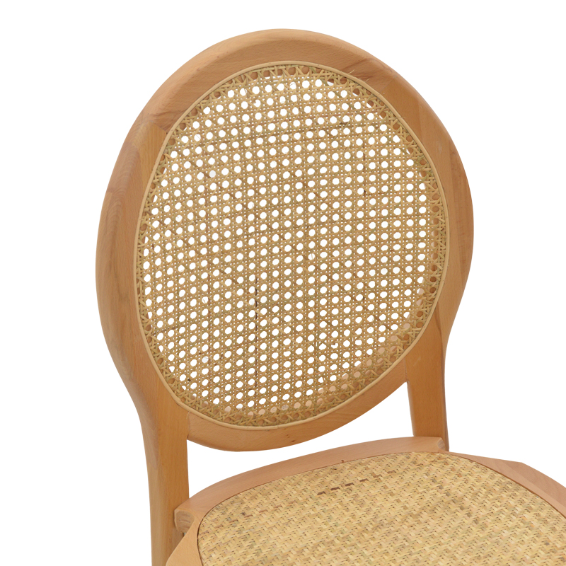 Καρέκλα Camil Pakoworld Φυσικό Ξύλο Οξιάς-Φυσικό Rattan 45X50X94Εκ