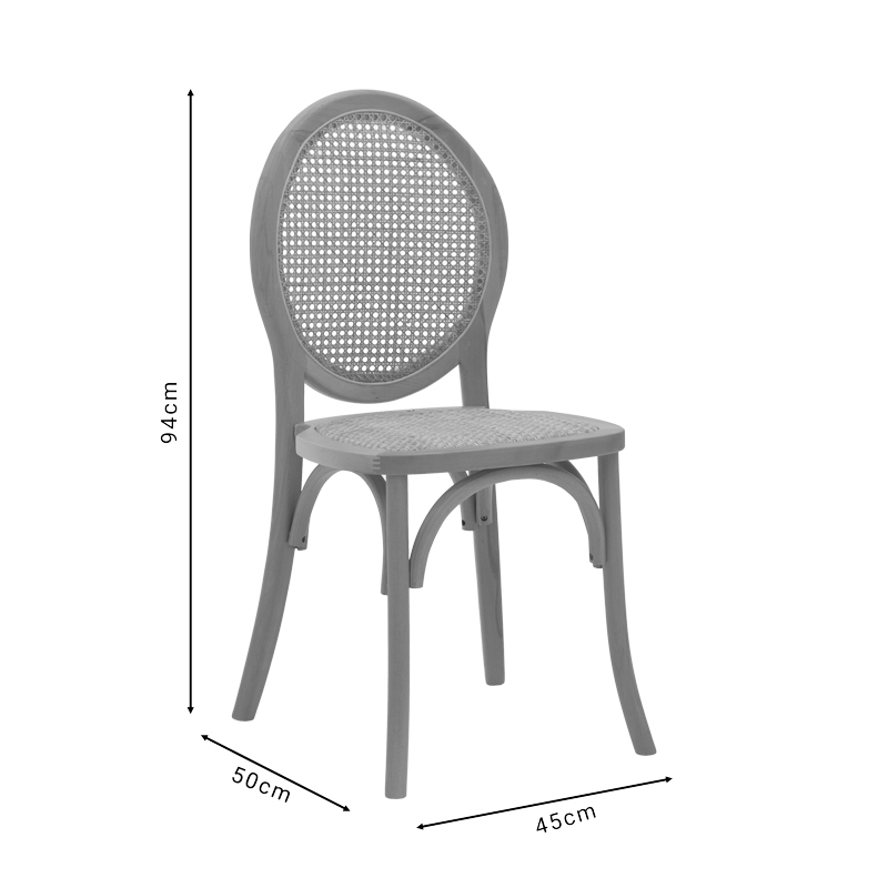 Καρέκλα Camil Pakoworld Φυσικό Ξύλο Οξιάς-Φυσικό Rattan 45X50X94Εκ