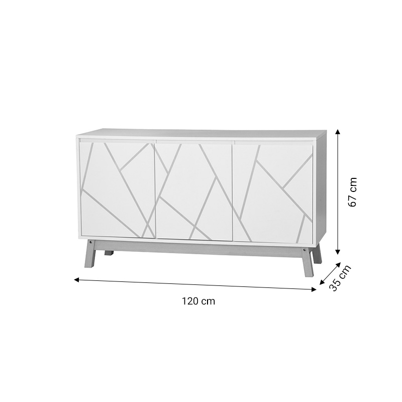 Μπουφές Aria Pakoworld Λευκό-Φυσικό 120X35X67 Εκ