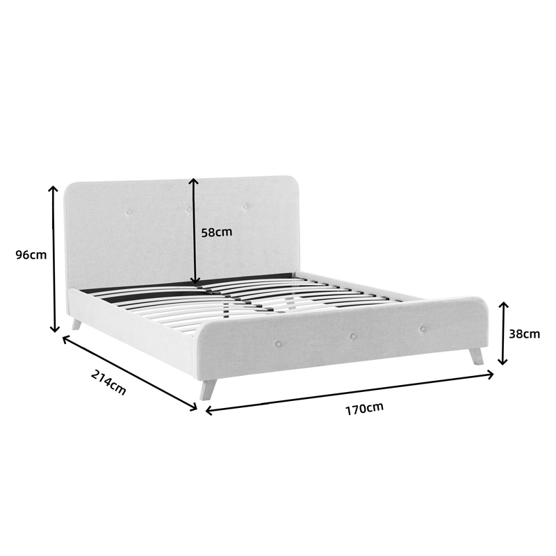 Κρεβάτι Διπλό Restel Pakoworld Ύφασμα Γκρι-Μπεζ 160X200Εκ
