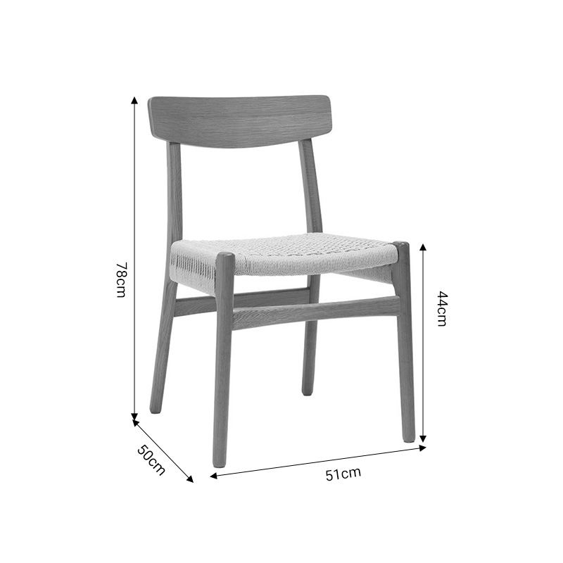 Καρέκλα Safal Pakoworld Oak Δρυς Ξύλο-Έδρα Εκρού Σχοινί 51X50X78Εκ