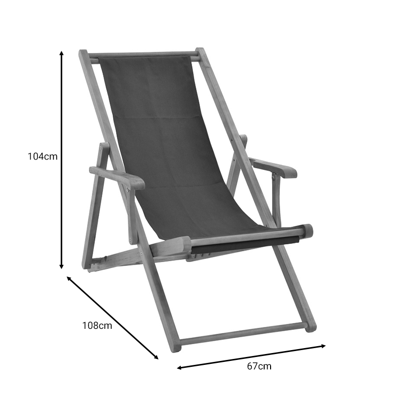 Σεζλόνγκ Xurian Pakoworld Ξύλο Ακακίας Φυσικό-Πανί Pvc Μαύρο