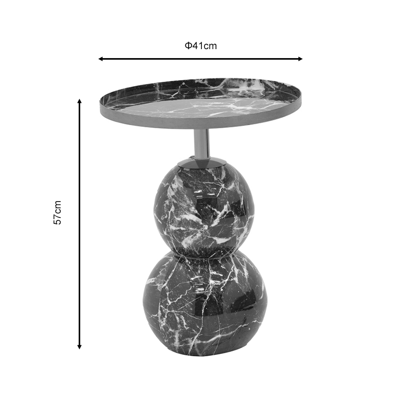 Βοηθητικό Τραπέζι Dearest Inart Μαυρο Μαρμάρου-Χρυσό Μέταλλο Φ41X57Εκ