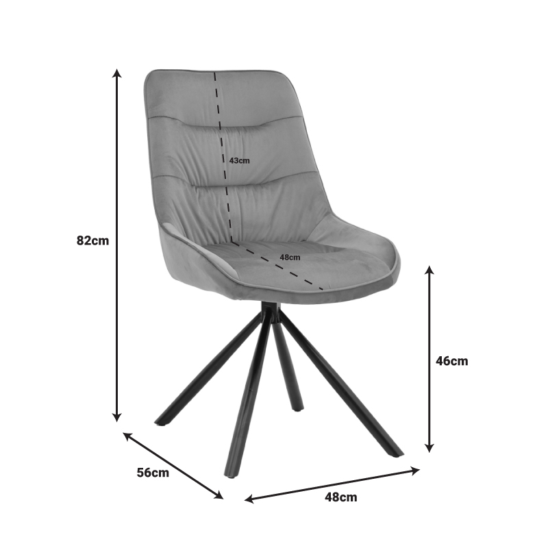 Καρέκλα Wori Pakoworld Καφέ Βελούδο-Πόδι Μαύρο Μέταλλο 48X56X82Εκ