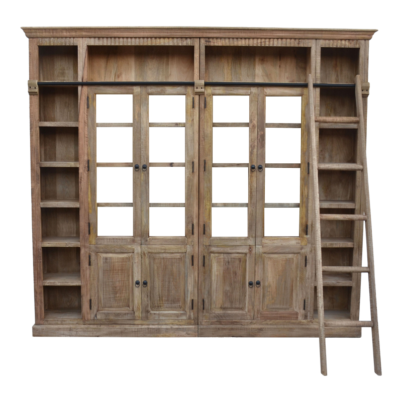 Βιβλιοθήκη Librardy Inart Lime Wash Μασίφ Mango Ξύλο 247X35X220Εκ