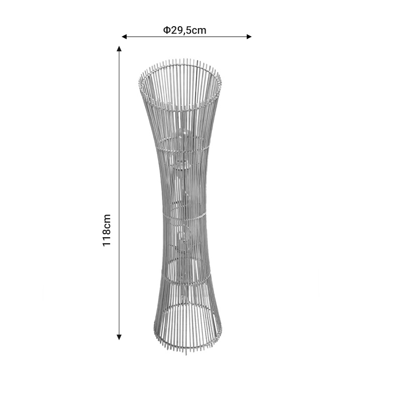 Φωτιστικό Δαπέδου Δίφωτο Gion Inart E27 Φυσικό Μπαμπού Φ29.5X118Εκ
