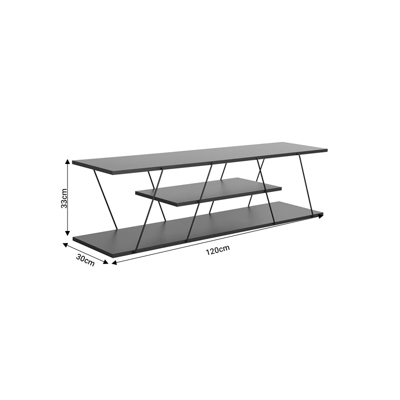 Tραπέζι Σαλονιού Tars Pakoworld Γκρι-Μαύρο 120X30X33Εκ