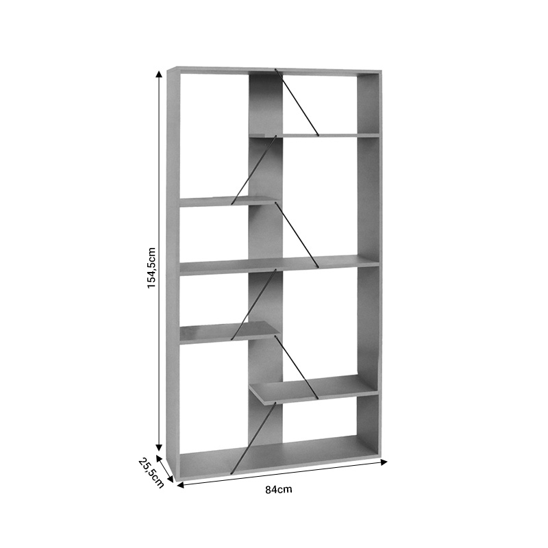 Βιβλιοθήκη Tars Pakoworld Οακ-Μαύρο 84X25.5X154.5Εκ