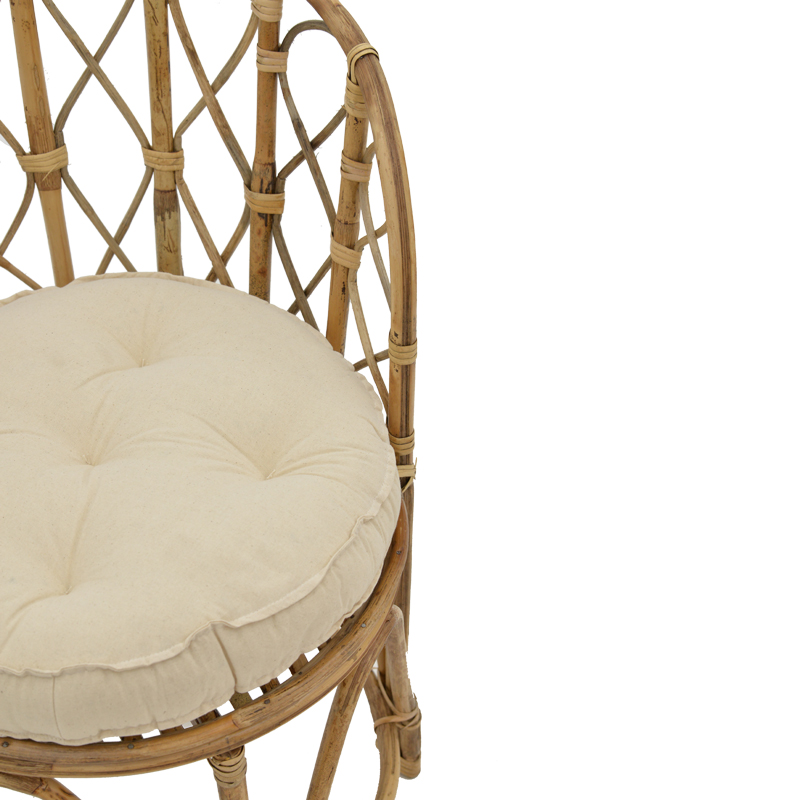 Πολυθρόνα Rostan Inart Φυσικό Rattan Με Μαξιλάρι 51X50X80Εκ