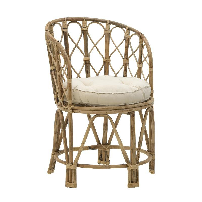 Πολυθρόνα Rostan Inart Φυσικό Rattan Με Μαξιλάρι 60X46X80Εκ