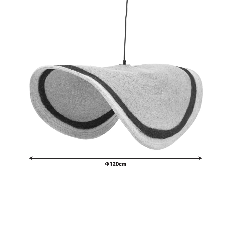 Φωτιστικό Οροφής Hatchie Inart Φυσικό-Μαύρο-Λευκό Ψάθα-Μέταλλο Φ120X144Εκ