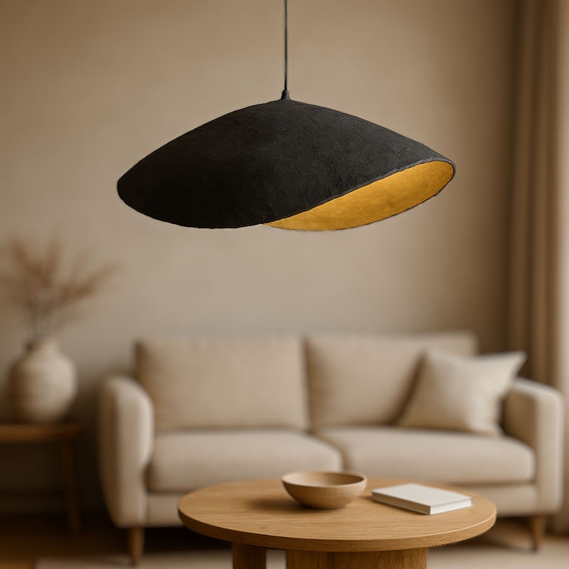 Φωτιστικό Οροφής Lampi Inart Μαύρο-Χρυσό Press Papier-Μέταλλο 71X53X123Εκ