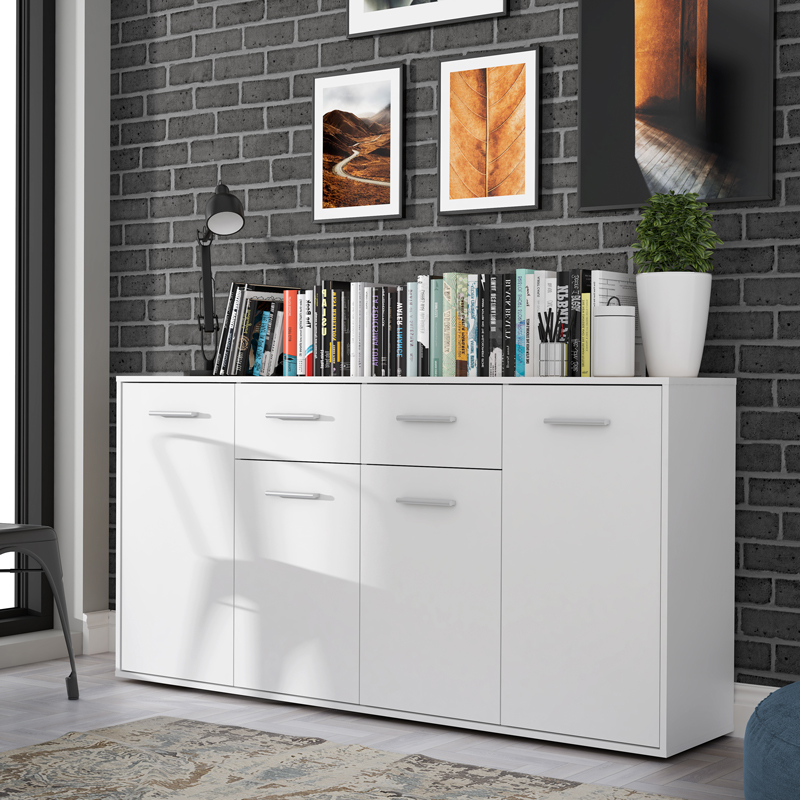 Μπουφές Drepen Pakoworld Μελαμίνη Σε Λευκό Χρώμα 162.3X34.2X81.7Εκ Μπουφές Drepen Pakoworld Μελαμίνη Σε Λευκό Χρώμα 162.3X34.2X81.7Εκ