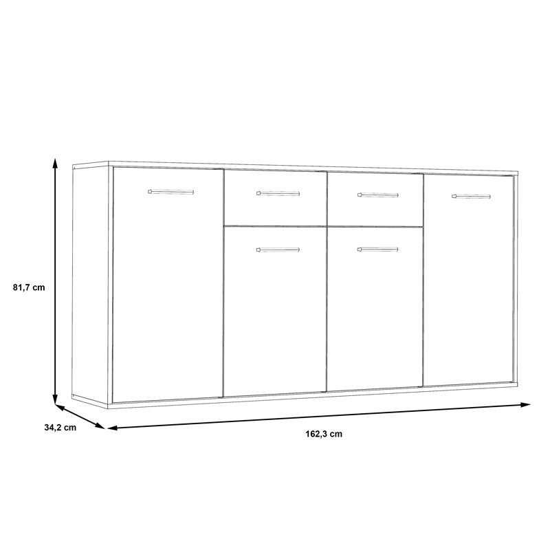 Μπουφές Drepen Pakoworld Μελαμίνη Σε Λευκό Χρώμα 162.3X34.2X81.7Εκ Μπουφές Drepen Pakoworld Μελαμίνη Σε Λευκό Χρώμα 162.3X34.2X81.7Εκ