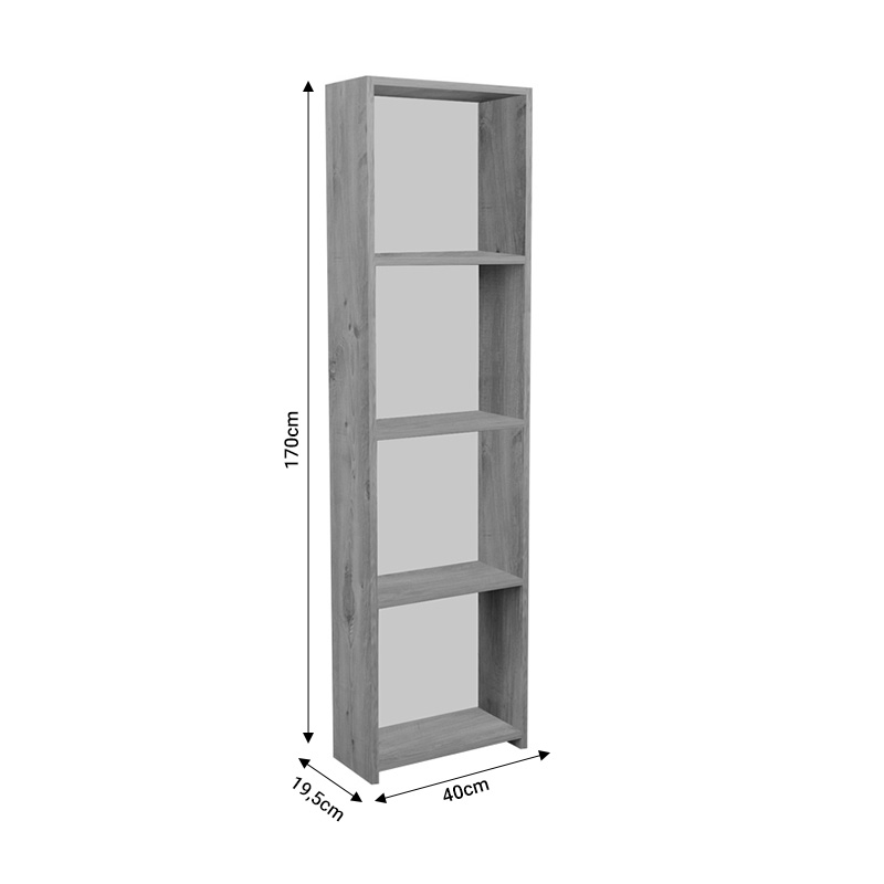 Βιβλιοθήκη Courtnai Pakoworld Oak-Λευκό Μελαμίνης 40X19.5X170Εκ