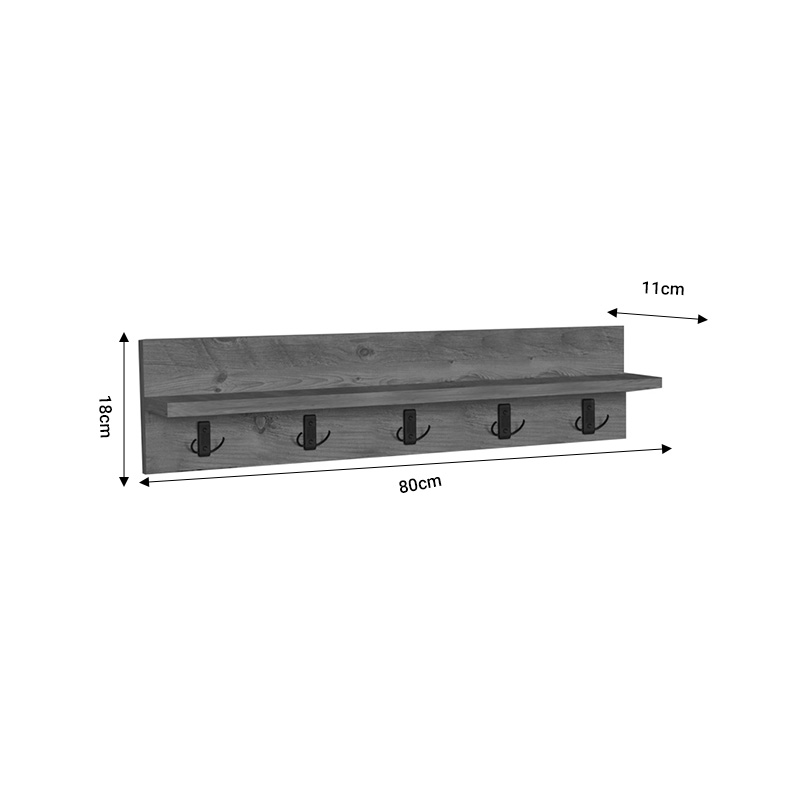 Κρεμάστρα Τοίχου Esform Pakoworld Oak Μελαμίνης 80X11X18Εκ