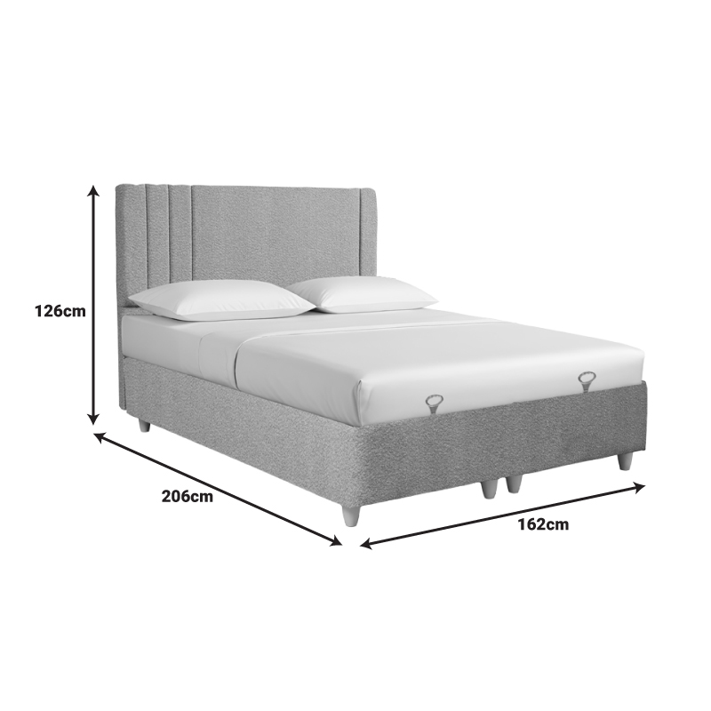 Κρεβάτι Με Αποθηκευτικό Χώρο Lineo Pakoworld  Μπουκλέ Σε Μπεζ Απόχρωση 160X200Εκ