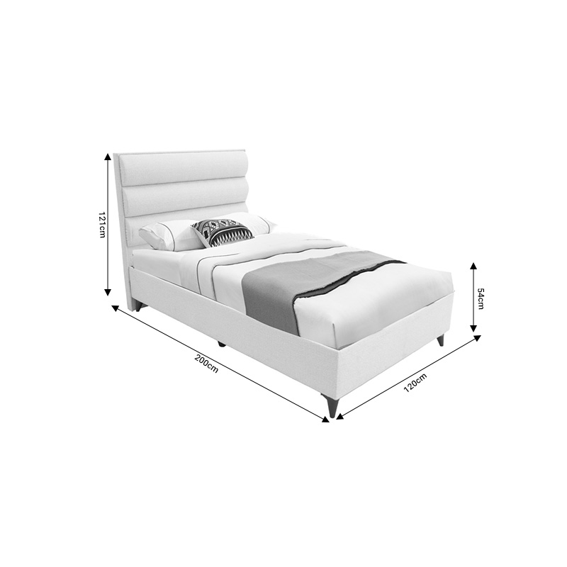 Κρεβάτι Μονό Luxe Pakoworld Με Αποθηκευτικό Χώρο Κρεμ Ύφασμα 120X200Εκ