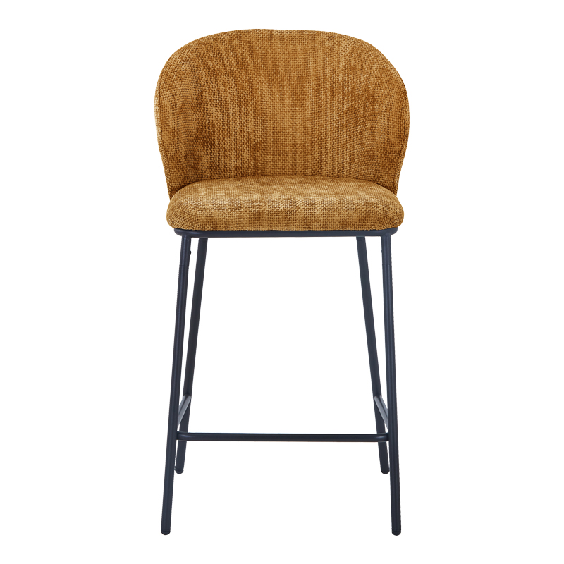 Σκαμπό Μπαρ Karg Pakoworld Camel Ύφασμα-Πόδι Μαύρο Μέταλλο 49X46X93Εκ