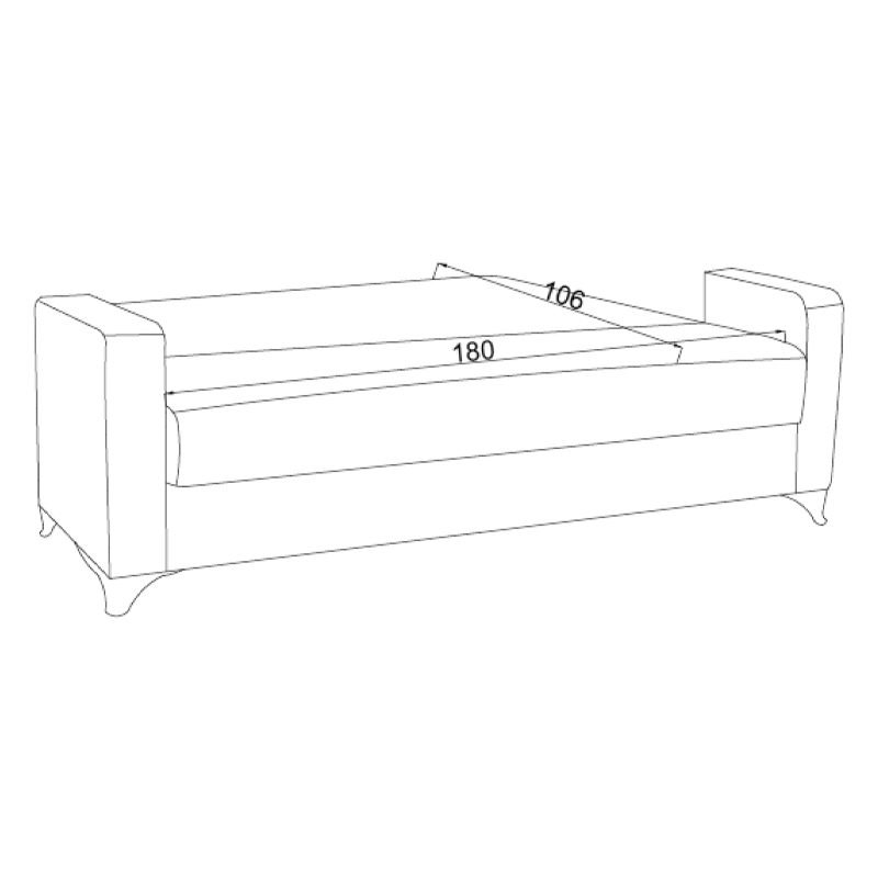 Καναπές-Κρεβάτι Με Αποθηκευτικό Χώρο Τριθέσιος Vox Pakoworld Κρεμ Ύφασμα 214X82X83Εκ