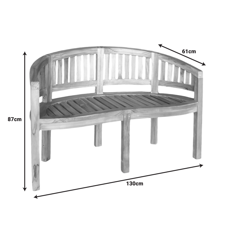 Καναπές Διθέσιος Coren Pakoworld Φυσικό Teak Ξύλο 130X61X87Εκ