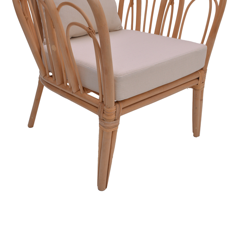 Πολυθρόνα Tania Pakoworld Φυσικό Rattan-Λευκό Μαξιλάρι 76X76X76Εκ