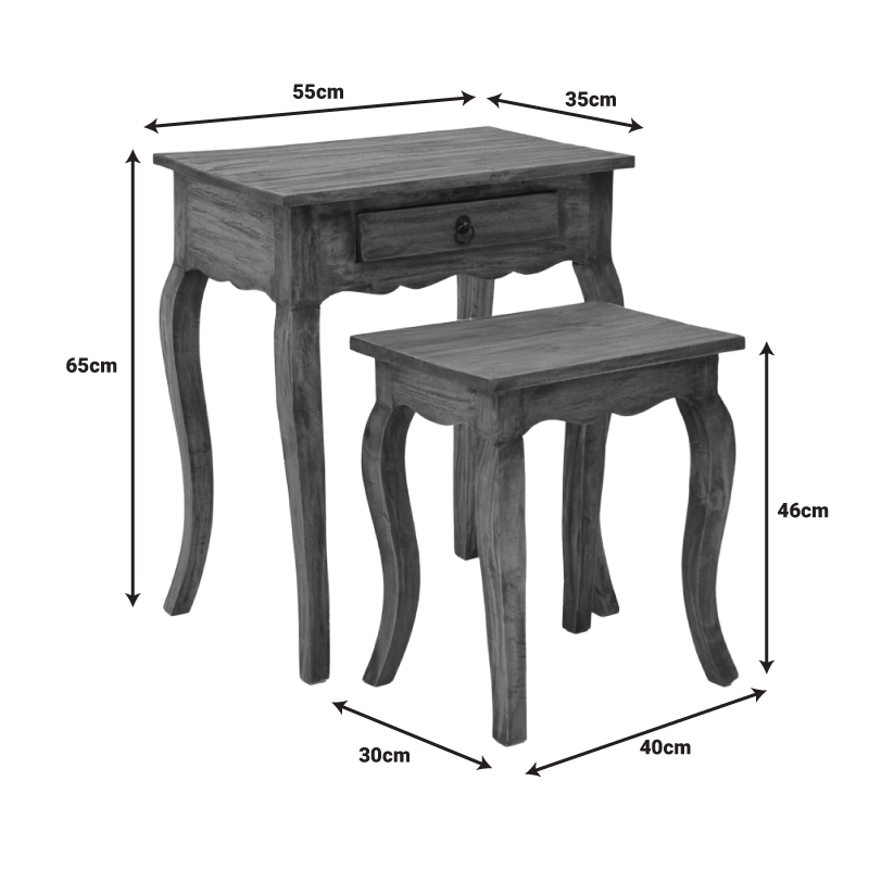 Βοηθητικό Τραπεζάκι Nesto Pakoworld Σετ 2 Τεμ Φυσικό Αντικέ Μαόνι Ξύλο