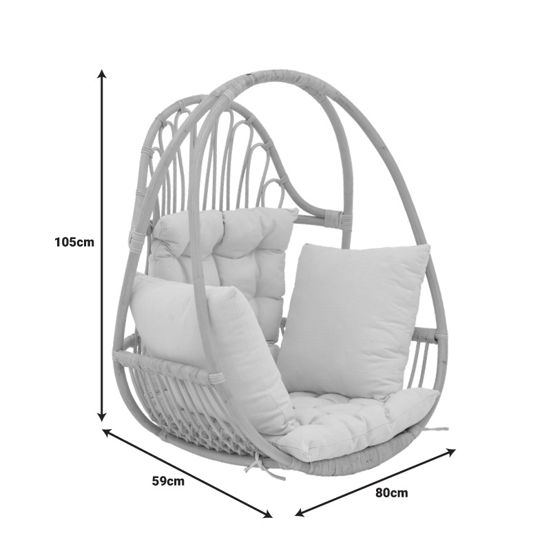 Κρεμαστή Κούνια Jorg Pakoworld Φυσικό Rattan-Κρεμ Μαξιλάρι 80X59X105Εκ Κρεμαστή Κούνια Jorg Pakoworld Φυσικό Rattan-Κρεμ Μαξιλάρι 80X59X105Εκ