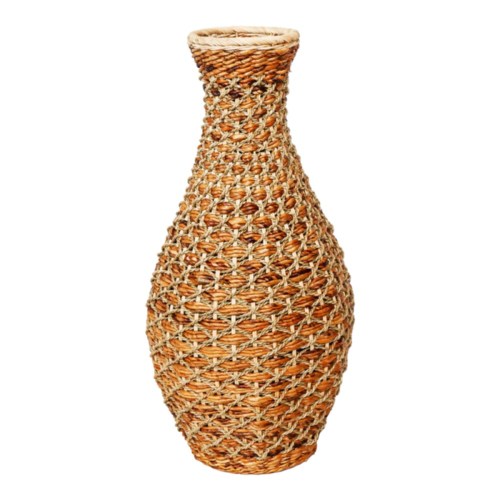 Βάζο Gucre I Inart Ξύλο-Rattan Pe Σε Φυσική Απόχρωση Φ30X70Εκ