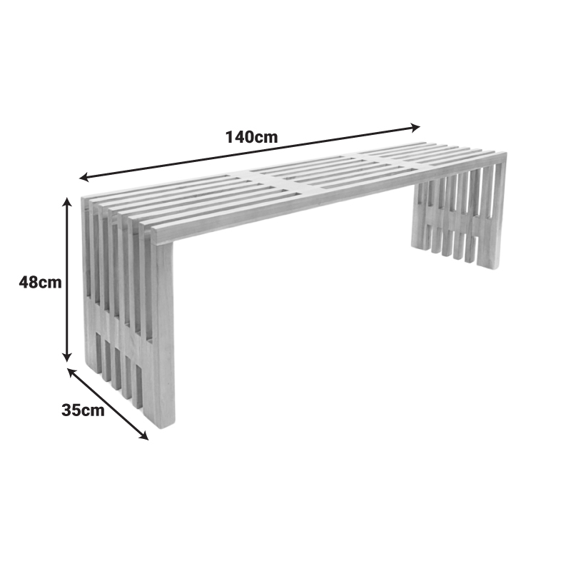 Παγκάκι Zen Pakoworld Teak Ξύλο Σε Φυσική Απόχρωση 140X35X48Εκ