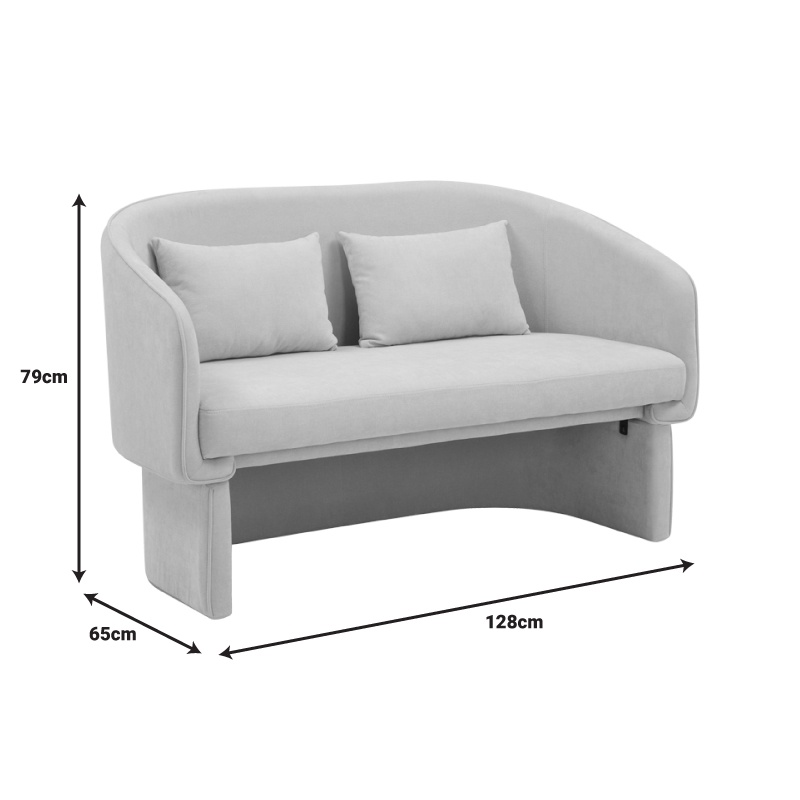 Καναπές Διθέσιος Playmob Pakoworld Ύφασμα Σε Γκρι Απόχρωση 128X65X79Εκ