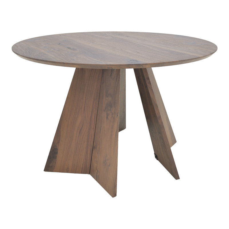 Τραπέζι Bibble Pakoworld Mdf Σε Καρυδί Απόχρωση Φ120X76Εκ
