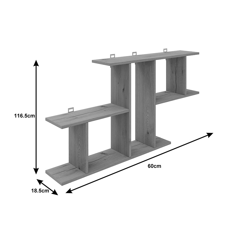 Ραφιέρα Τοίχου Vertoura Pakoworld Σε Oak Απόχρωση 116X18.5X60Cm