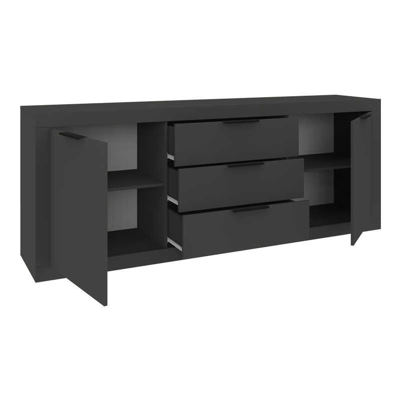 Μπουφές Doha Pakoworld Σε Ανθρακί Απόχρωση 210X45X80.5Εκ