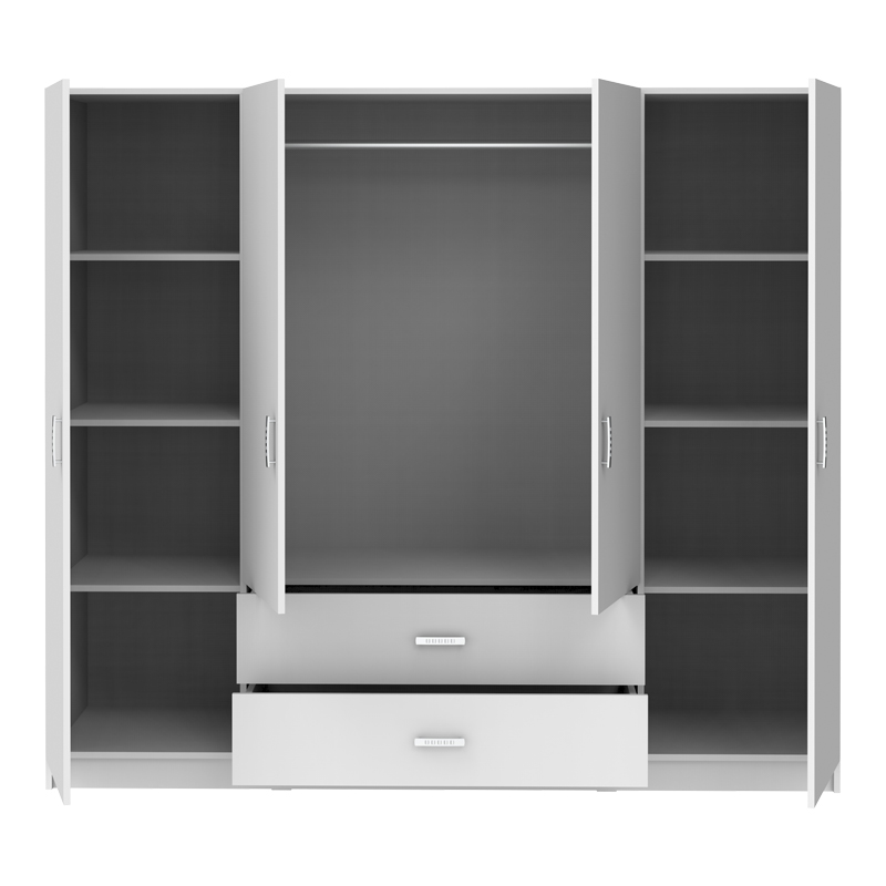 Ντουλάπα Τετράφυλλη Royal Pakoworld Με Συρτάρια Λευκό 200X58X177Εκ