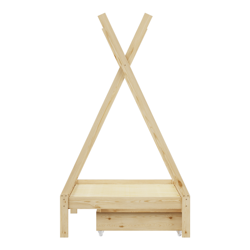 Παιδικό Κρεβάτι Lalitto Τ. Montessori Με 2 Συρτάρια Pakoworld Ξύλο Πεύκου Σε Φυσική Απόχρωση 90X190Εκ