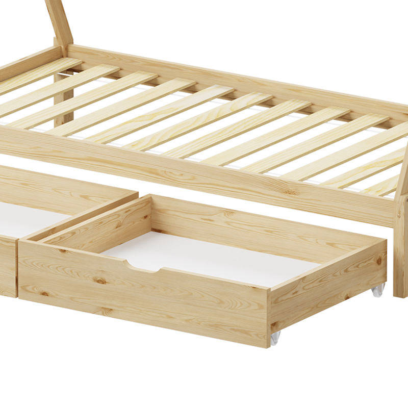 Παιδικό Κρεβάτι Lalitto Τ. Montessori Με 2 Συρτάρια Pakoworld Ξύλο Πεύκου Σε Φυσική Απόχρωση 90X190Εκ