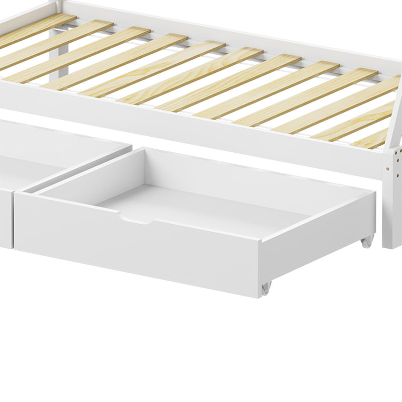 Παιδικό Κρεβάτι Lalitto Τ. Montessori Με 2 Συρτάρια Pakoworld Ξύλο Πεύκου Σε Λευκή Απόχρωση 90X190Εκ