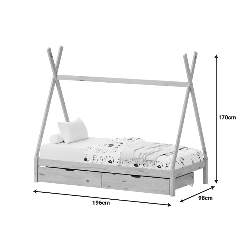 Παιδικό Κρεβάτι Lalitto Τ. Montessori Με 2 Συρτάρια Pakoworld Ξύλο Πεύκου Σε Λευκή Απόχρωση 90X190Εκ