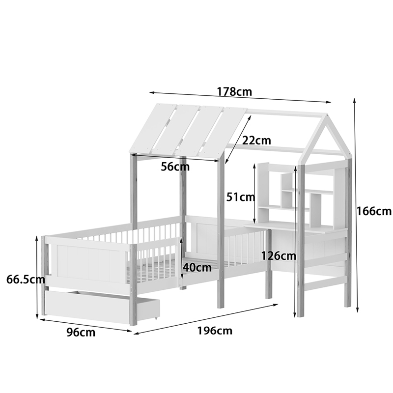 Παιδικό Κρεβάτι Bedria Pakoworld Τ. Montessori Ξύλο Σε Λευκή-Φυσική Απόχρωση 90X190Εκ