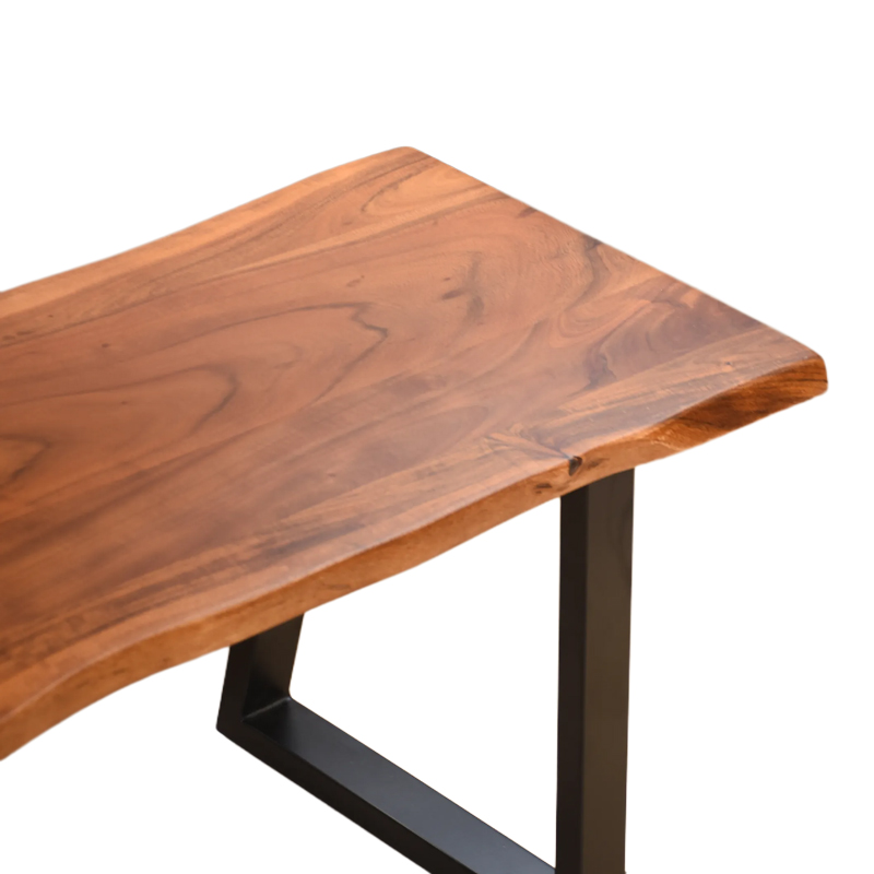 Παγκάκι Miles Slim Pakoworld  Μασίφ Ξύλο Ακακίας Σε Καρυδί Απόχρωση Με Μαύρα Μεταλλικά Πόδια 160X40X45Εκ