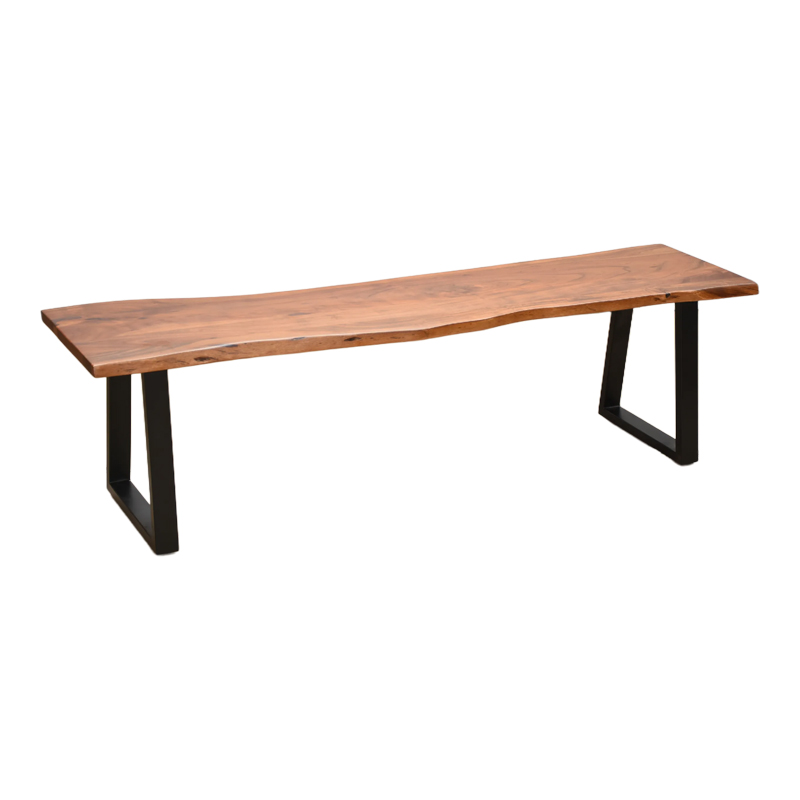 Παγκάκι Miles Slim Pakoworld  Μασίφ Ξύλο Ακακίας Σε Καρυδί Απόχρωση Με Μαύρα Μεταλλικά Πόδια 160X40X45Εκ