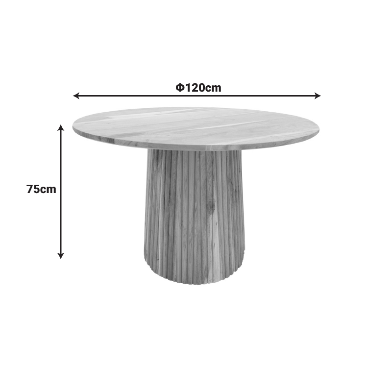 Τραπέζι Tully Pakoworld Μασίφ Ξύλο Ακακίας Σε Φυσική Απόχρωση Φ120X75Εκ