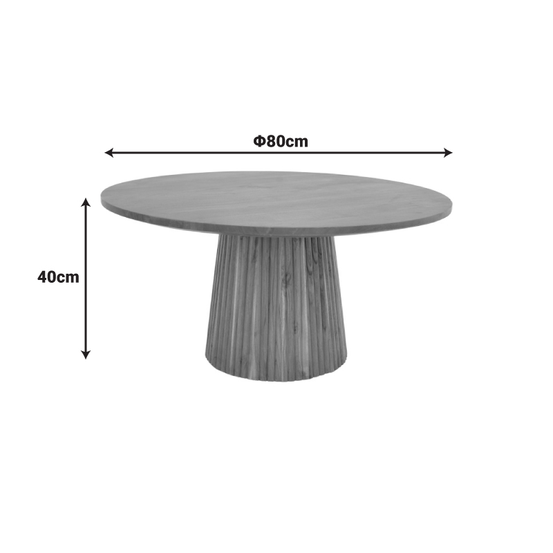 Τραπέζι Σαλονιού Canicule Ιi Pakoworld Μασίφ Ξύλο Ακακίας Σε Φυσική Απόχρωση Φ80X40Εκ